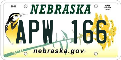 NE license plate APW166