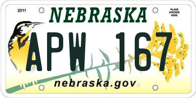 NE license plate APW167