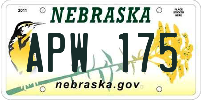 NE license plate APW175