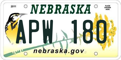 NE license plate APW180