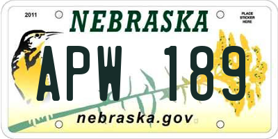 NE license plate APW189
