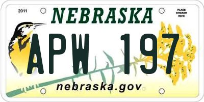 NE license plate APW197