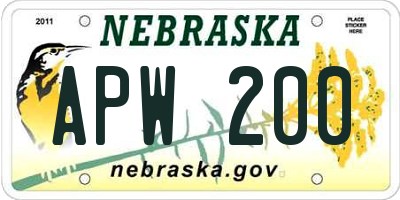 NE license plate APW200