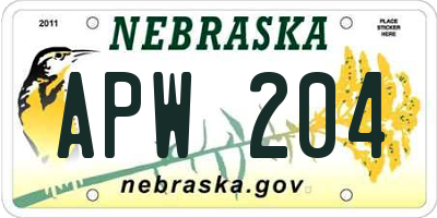 NE license plate APW204