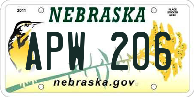 NE license plate APW206