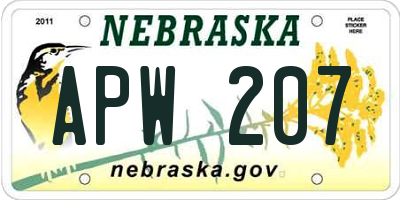 NE license plate APW207