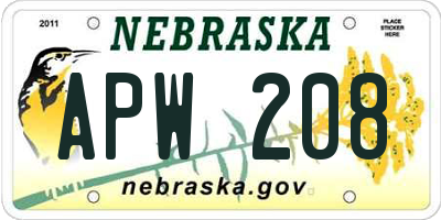 NE license plate APW208
