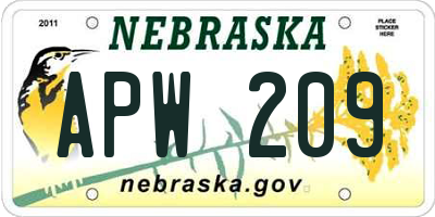 NE license plate APW209