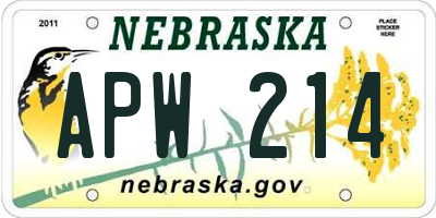 NE license plate APW214