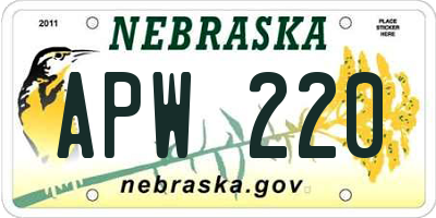 NE license plate APW220