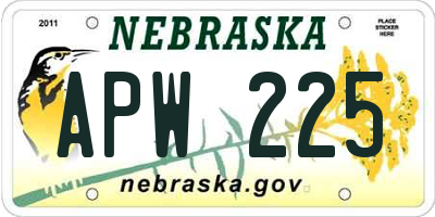 NE license plate APW225