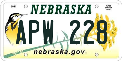 NE license plate APW228