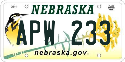 NE license plate APW233
