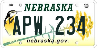 NE license plate APW234