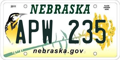 NE license plate APW235