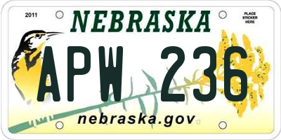 NE license plate APW236