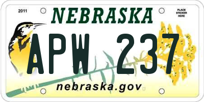 NE license plate APW237