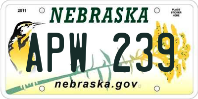 NE license plate APW239