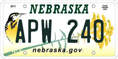 NE license plate APW240