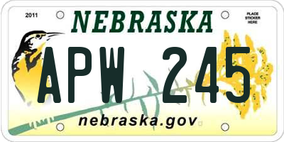 NE license plate APW245