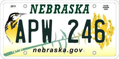 NE license plate APW246