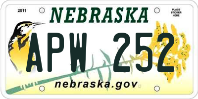 NE license plate APW252