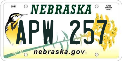 NE license plate APW257