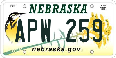 NE license plate APW259