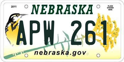 NE license plate APW261