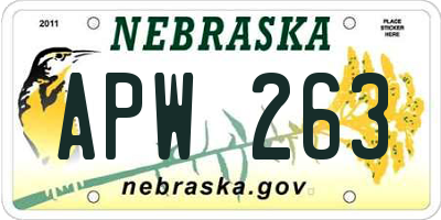 NE license plate APW263