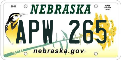 NE license plate APW265