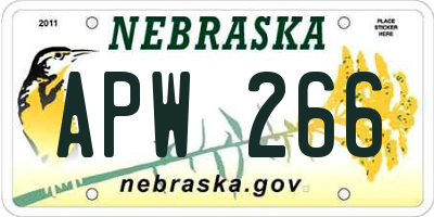 NE license plate APW266