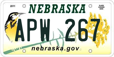 NE license plate APW267