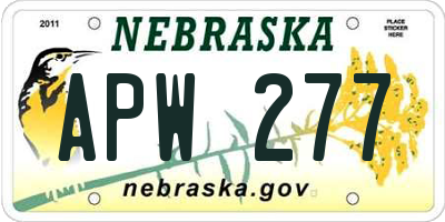 NE license plate APW277