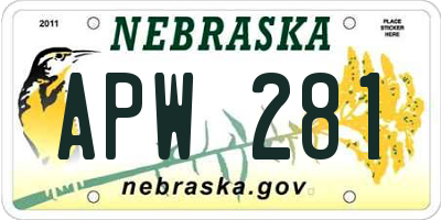 NE license plate APW281