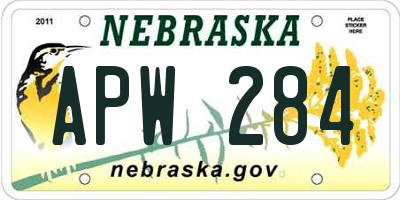 NE license plate APW284