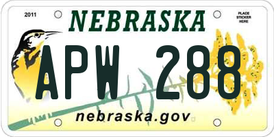 NE license plate APW288