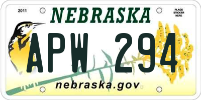 NE license plate APW294