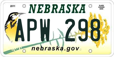 NE license plate APW298