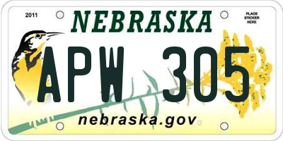 NE license plate APW305