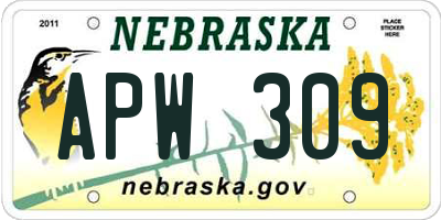 NE license plate APW309