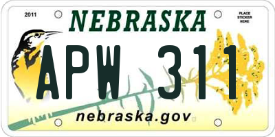 NE license plate APW311