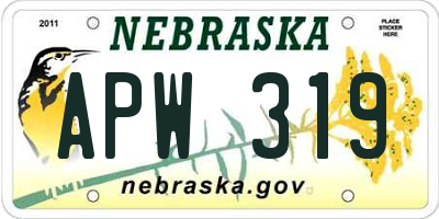 NE license plate APW319