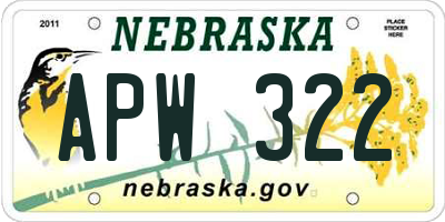NE license plate APW322