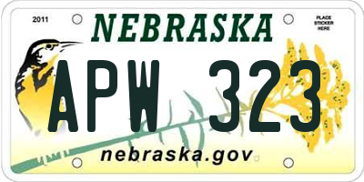 NE license plate APW323