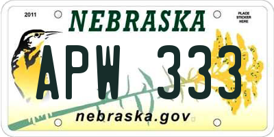 NE license plate APW333
