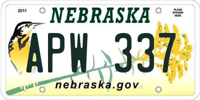 NE license plate APW337