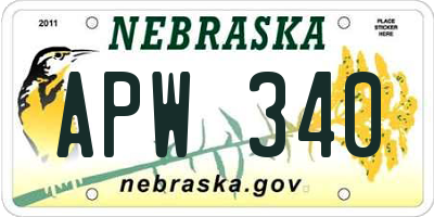 NE license plate APW340