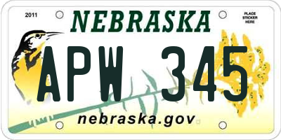 NE license plate APW345