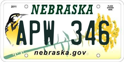 NE license plate APW346